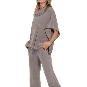 BAREFOOT DREAMS CozyChic Ultra Lite Knit Cowl Poncho Top Beach Rock